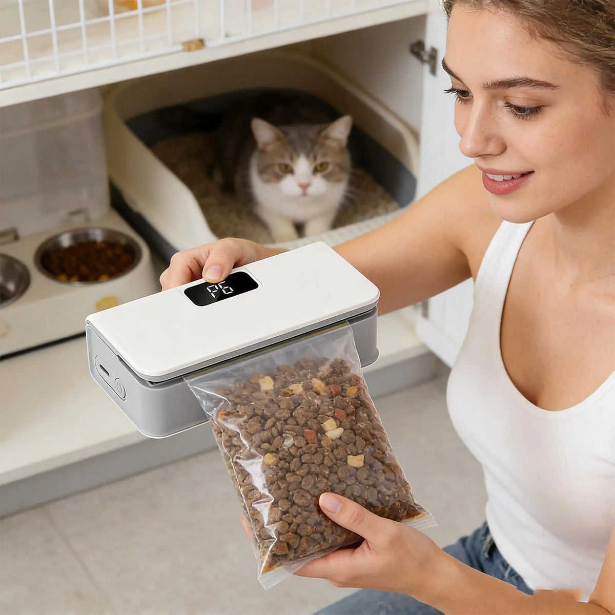 Selladora Magnética de Bolsas 6 Niveles Portátil Recargable para Alimentos